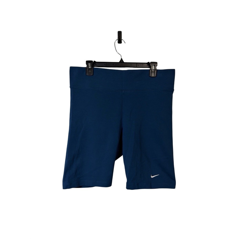 Nike Biker Shorts Women 1X Teal Blue Cotton Blend High Rise Athletic Workout